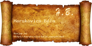 Herskovics Béla névjegykártya
